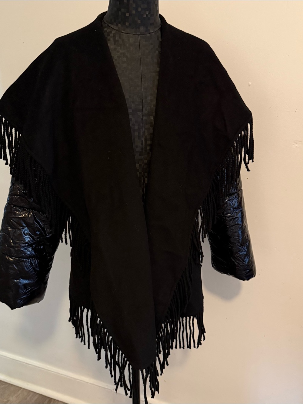 ViCOLO Puffer Sleeve Wool Cape Poncho